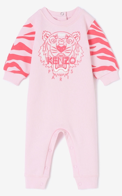 Kenzo Kids Tiger Stripes Babygrow Faded Pink